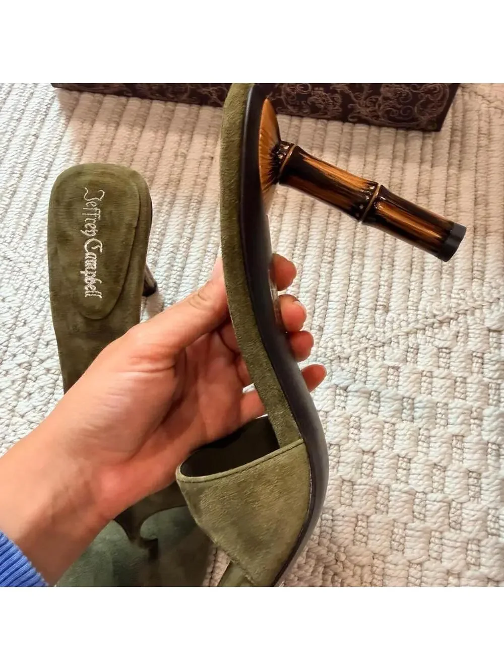 SOLD Jeffrey Campbell Linette Suede Bamboo Heel Thong Sandals - Picture 4 of 6